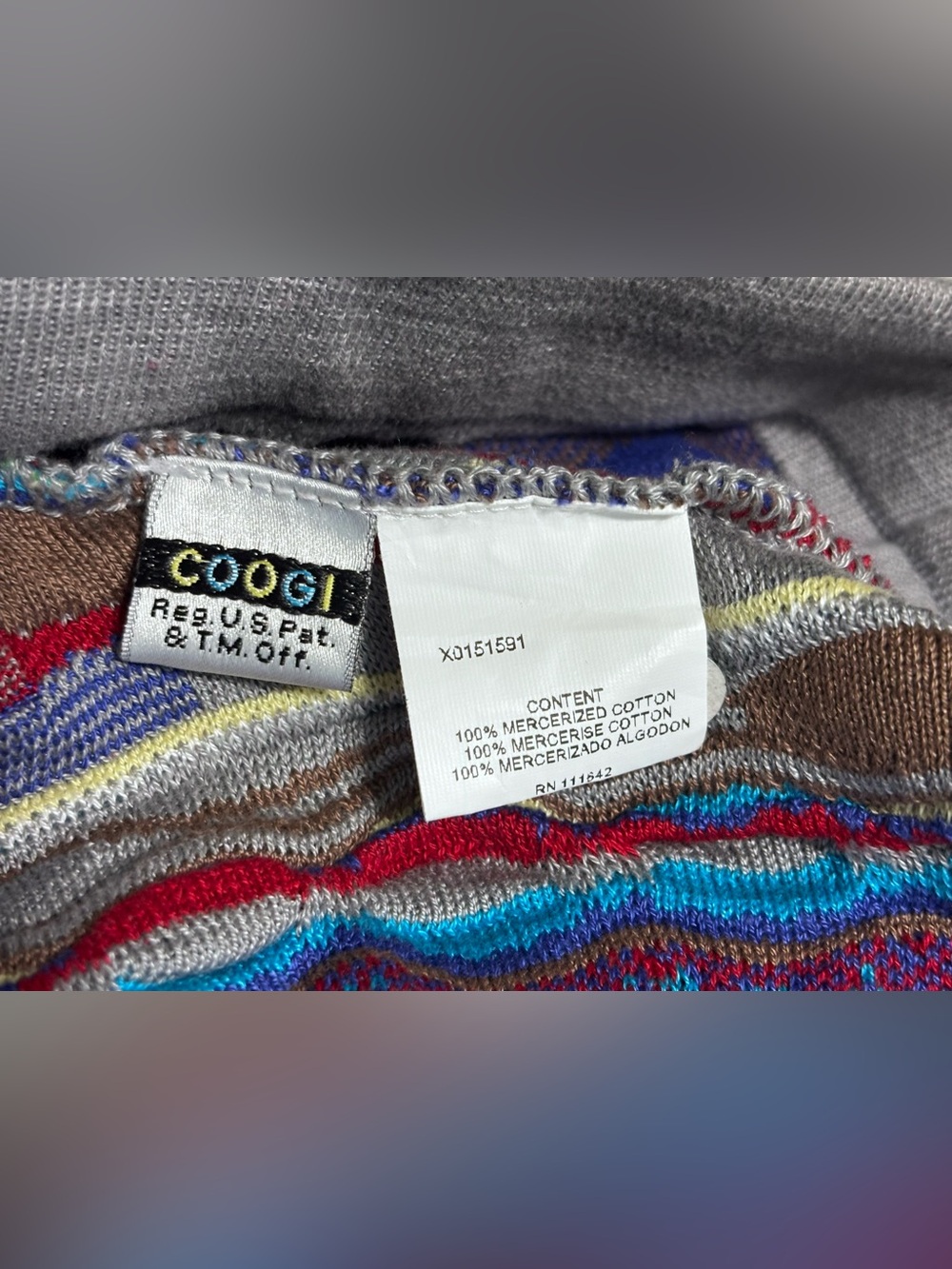 COOGI Australia Mercerized Cotton Textured Knit Sweater Large Blue - Picture 5 of 6